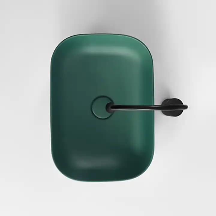 REMANENCE Premium Ceramic Countertop Wash Basin for Premium Restaurants & Cafés, Luxury Bathrooms, Showrooms & Offices (18 x 13 x 5.5 Inch) (Matte Green Basin)
