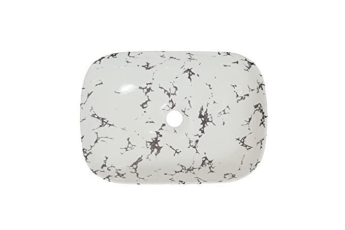 REMANENCE Designer Premium Table Top Wash Basin for Designer Showrooms, Fine-Dining Establishments, Upscale Hospitality Venues (18 x 13 x 5.5 Inch) (White-Black)