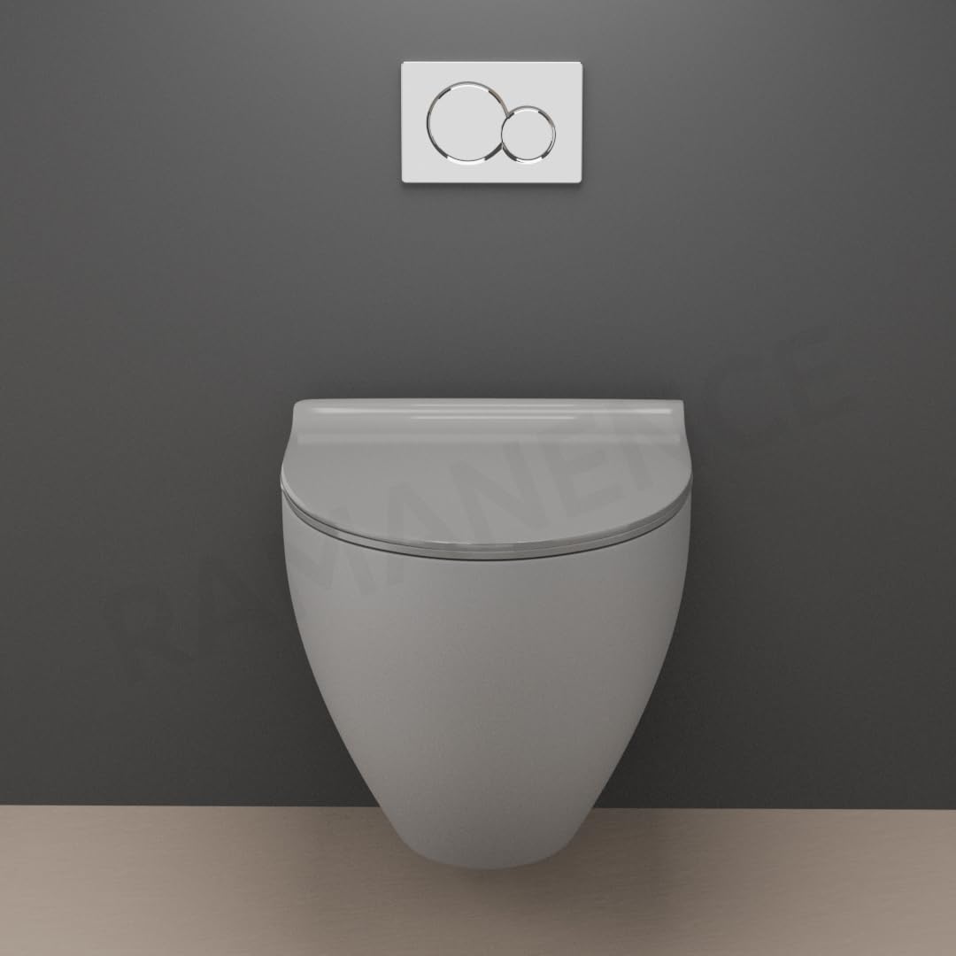 REMANENCE-CARDIFF Wall Mount Commode for Home, Restaurant, Commercial Buildings with Soft Close Seat Cover (Grey)