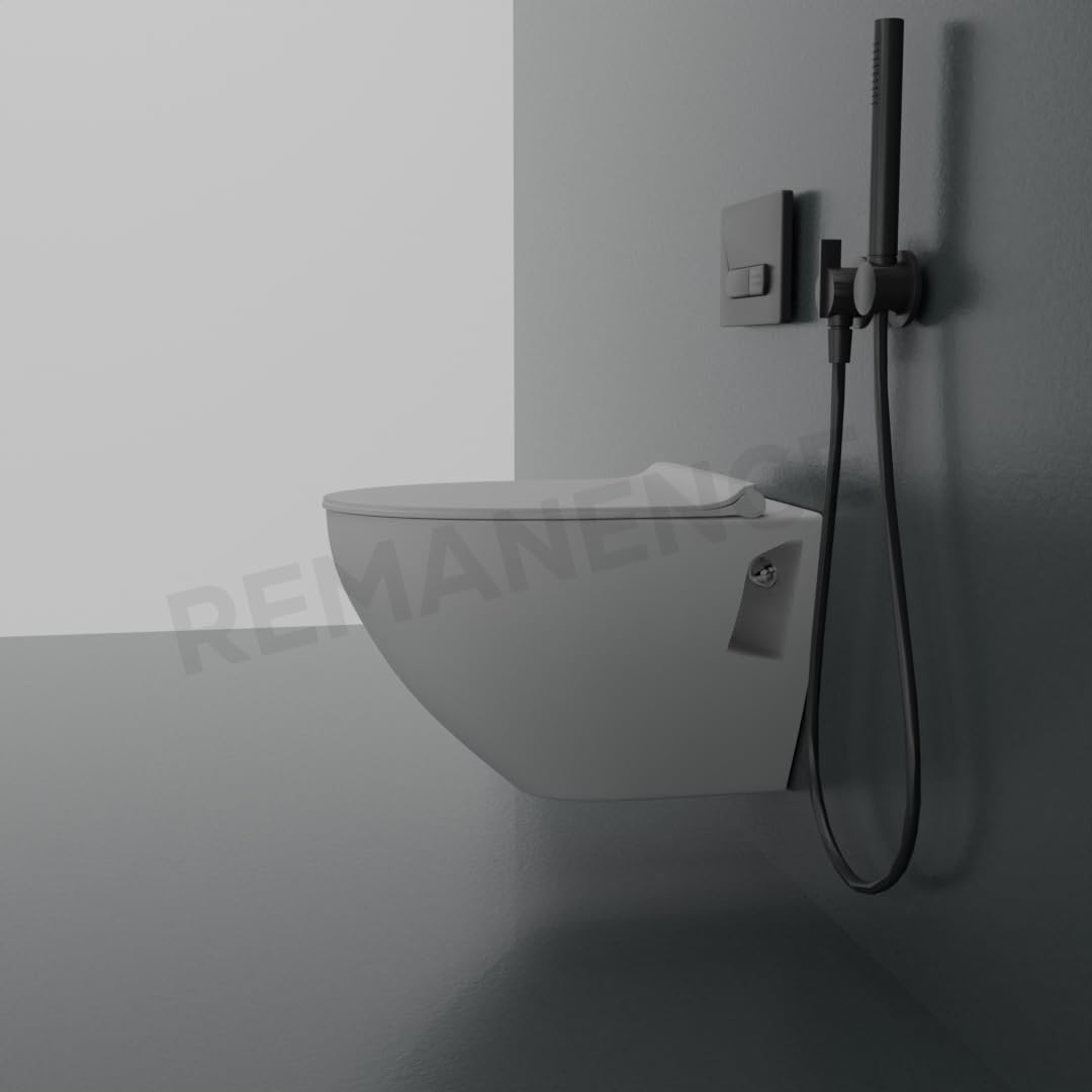 REMANENCE-CARDIFF Wall Mount Commode for Home, Restaurant, Commercial Buildings with Soft Close Seat Cover (White)