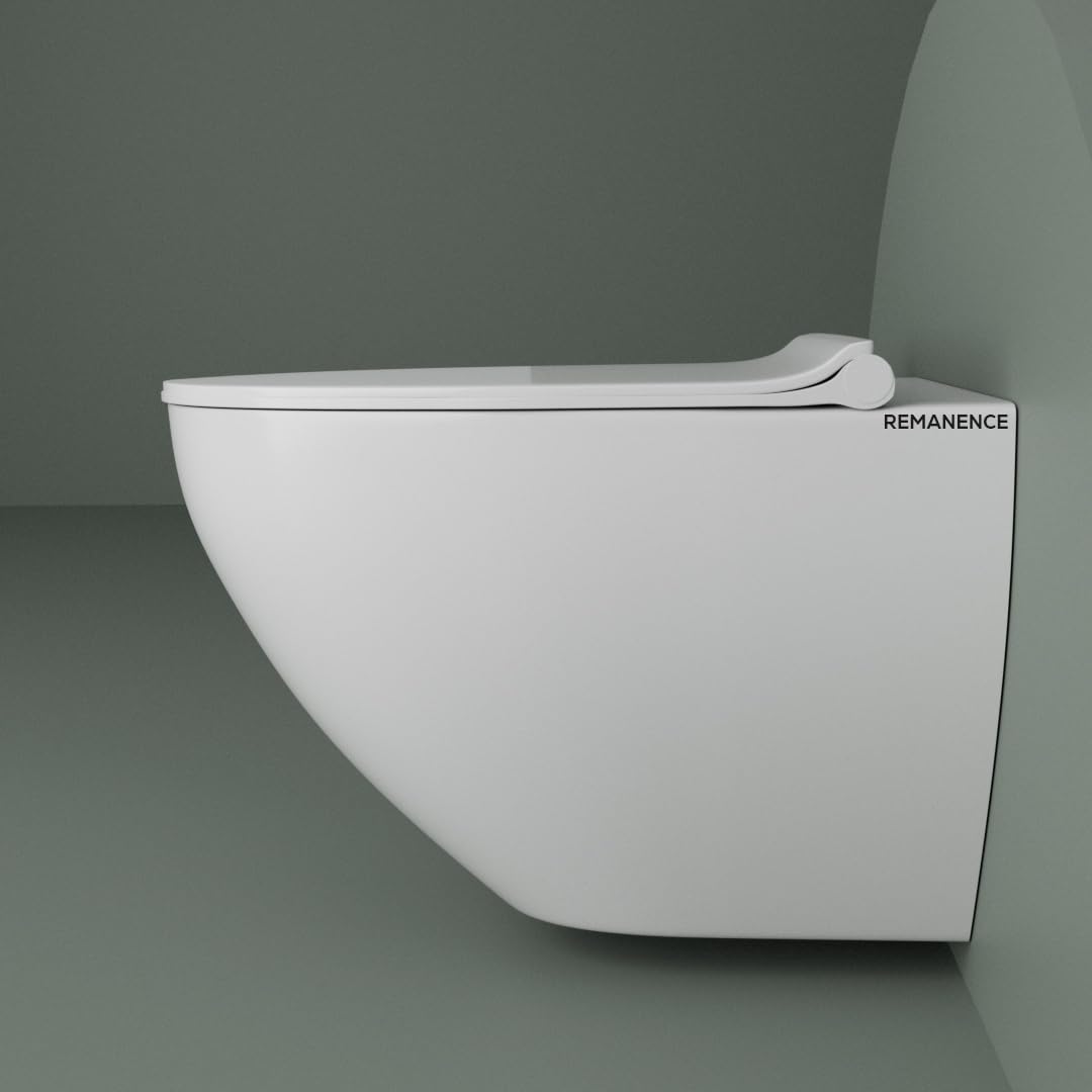 REMANENCE-GRAFITI Ceramic Wall Mount/Wall Hung Western Toilet Commode for Bathrooms With Soft Close Seat Cover