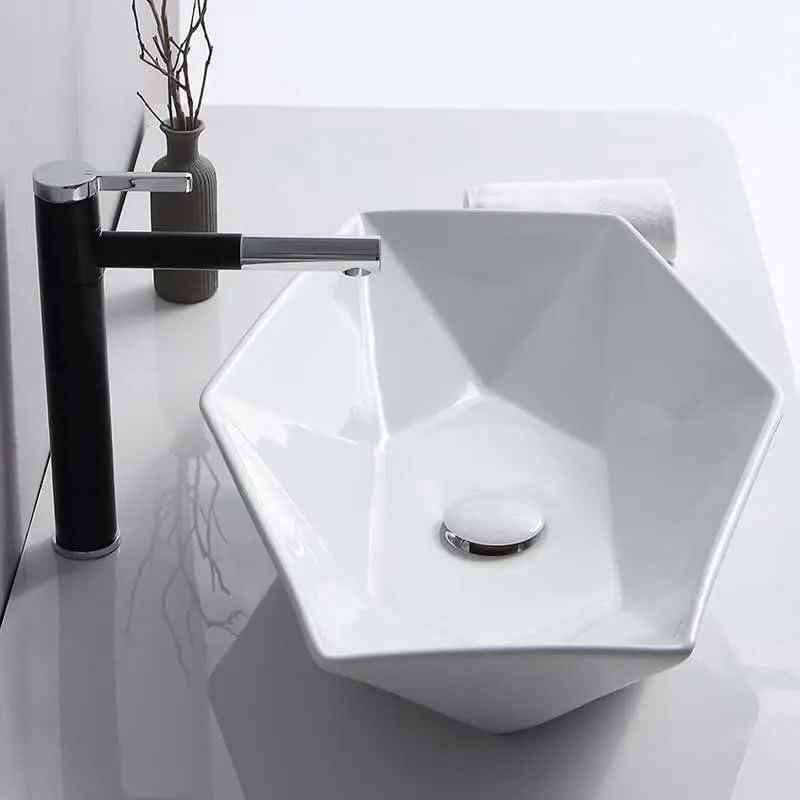 REMANENCE-SPYDER Shape Premium Tabletop Wash Basin for Premium Restaurants & Cafés, Boutique Hotels & Resorts, Luxury Bathrooms (23 x 15 x 5 Inch) (White)