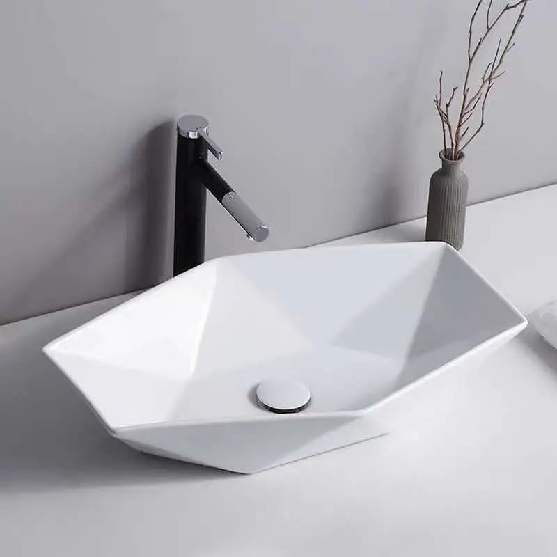 REMANENCE-SPYDER Shape Premium Tabletop Wash Basin for Premium Restaurants & Cafés, Boutique Hotels & Resorts, Luxury Bathrooms (23 x 15 x 5 Inch) (White)