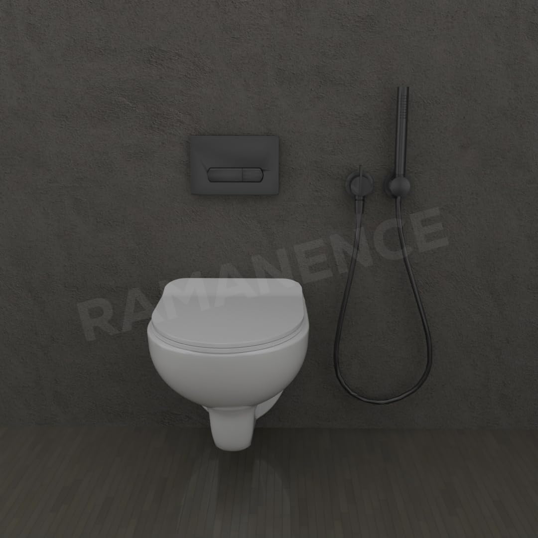 REMANENCE-CREST Ceramic Wall Mount/Wall Hung Western Toilet Commode for Bathrooms With Soft Close Seat Cover