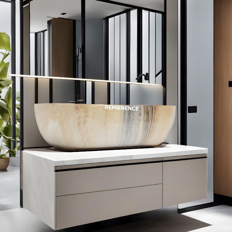 REMANENCE Premium Wooden Style Designer Table Top Wash Basin for Luxury Homes, Premium Restaurants & Cafés, Boutique Hotels & Resorts (18 x 13 x 5.5 Inch) (Wooden Style Basin 10)