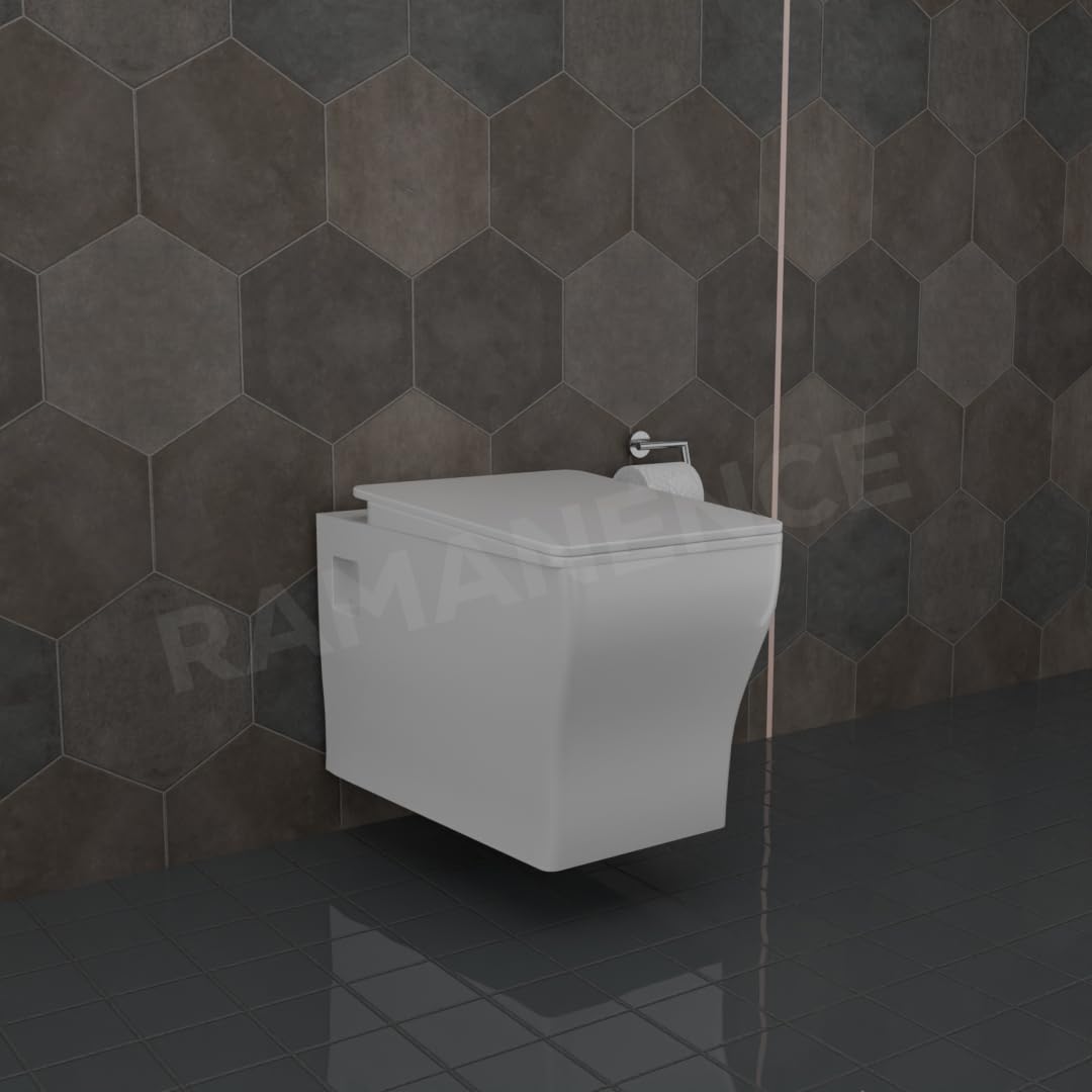 REMANENCE-REPOSE Ceramic Wall Mount/Wall Hung Western Toilet Commode for Bathrooms With Soft Close Seat Cover