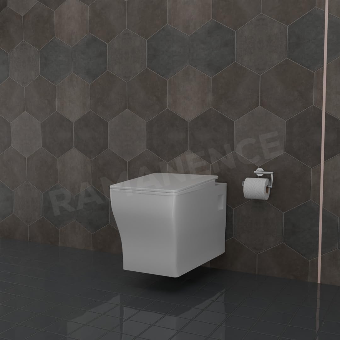REMANENCE-REPOSE Ceramic Wall Mount/Wall Hung Western Toilet Commode for Bathrooms With Soft Close Seat Cover