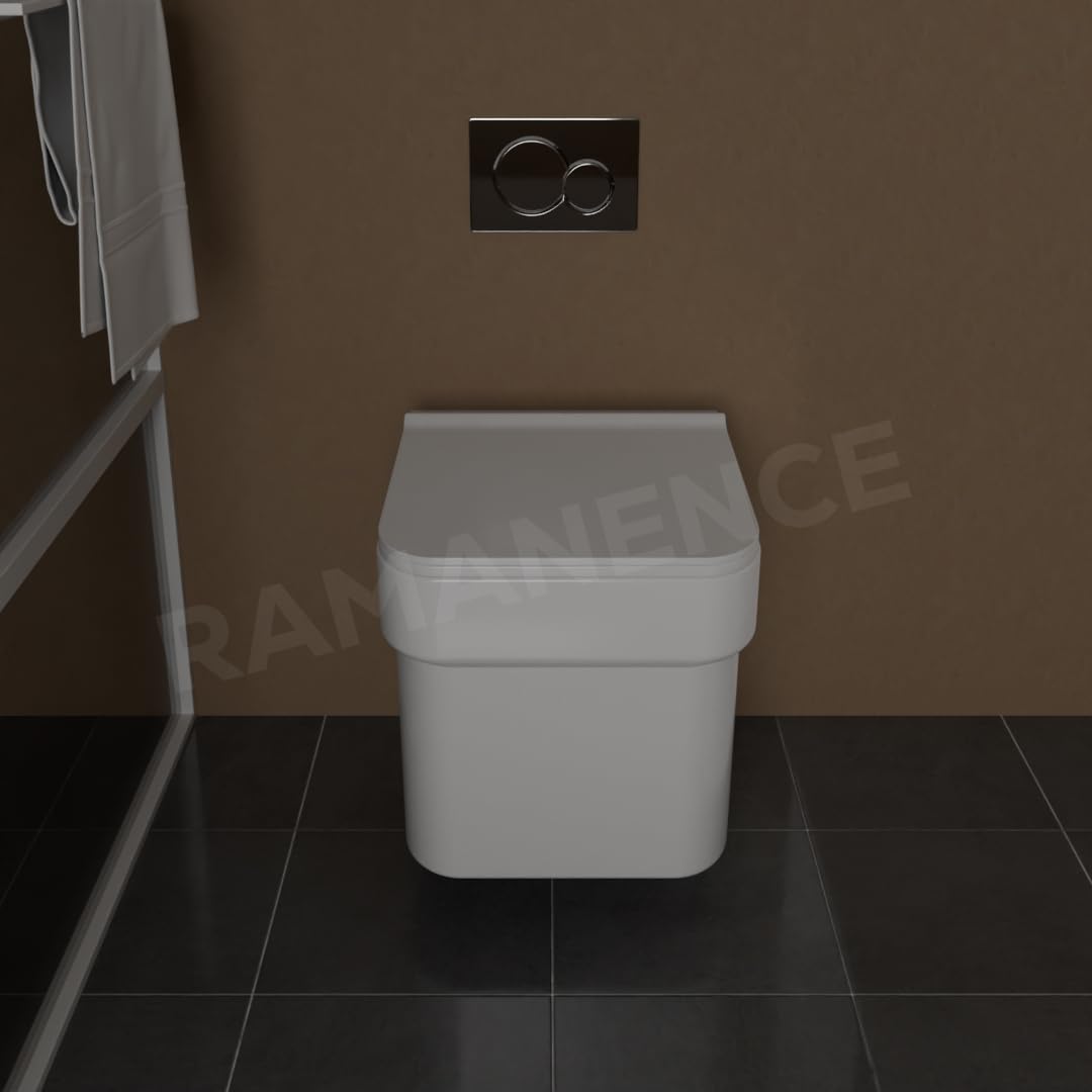 REMANENCE-SARA Ceramic Wall Mount/Wall Hung Western Toilet Commode for Bathrooms With Soft Close Seat Cover