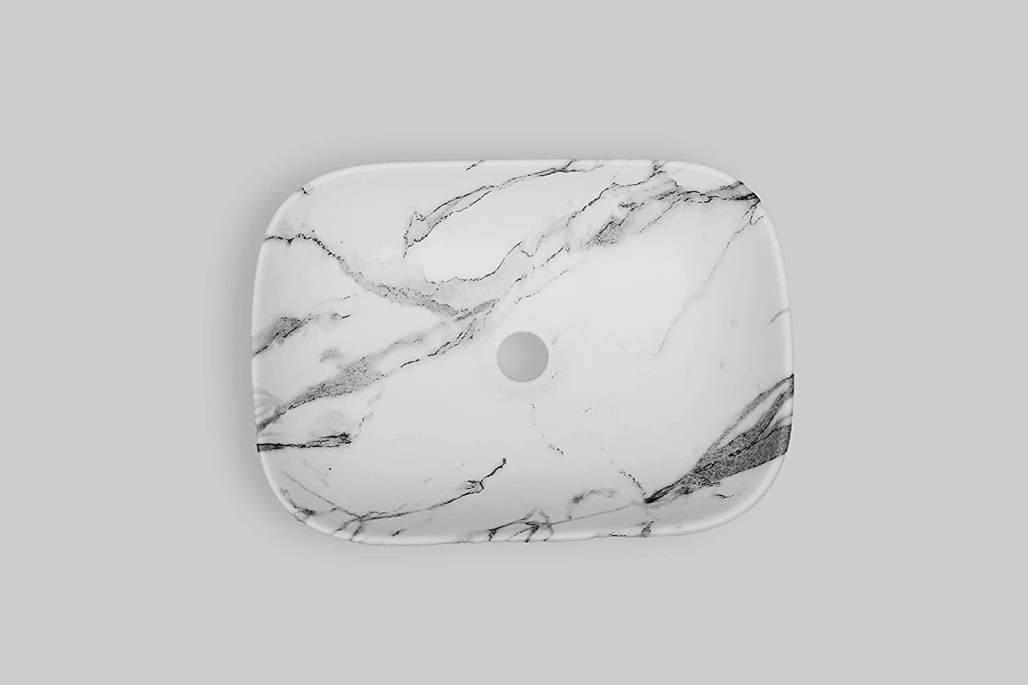 REMANENCE Designer Premium Table Top Wash Basin for Designer Showrooms, Fine-Dining Establishments, Upscale Hospitality Venues (18 x 13 x 5.5 Inch) (White-Grey)