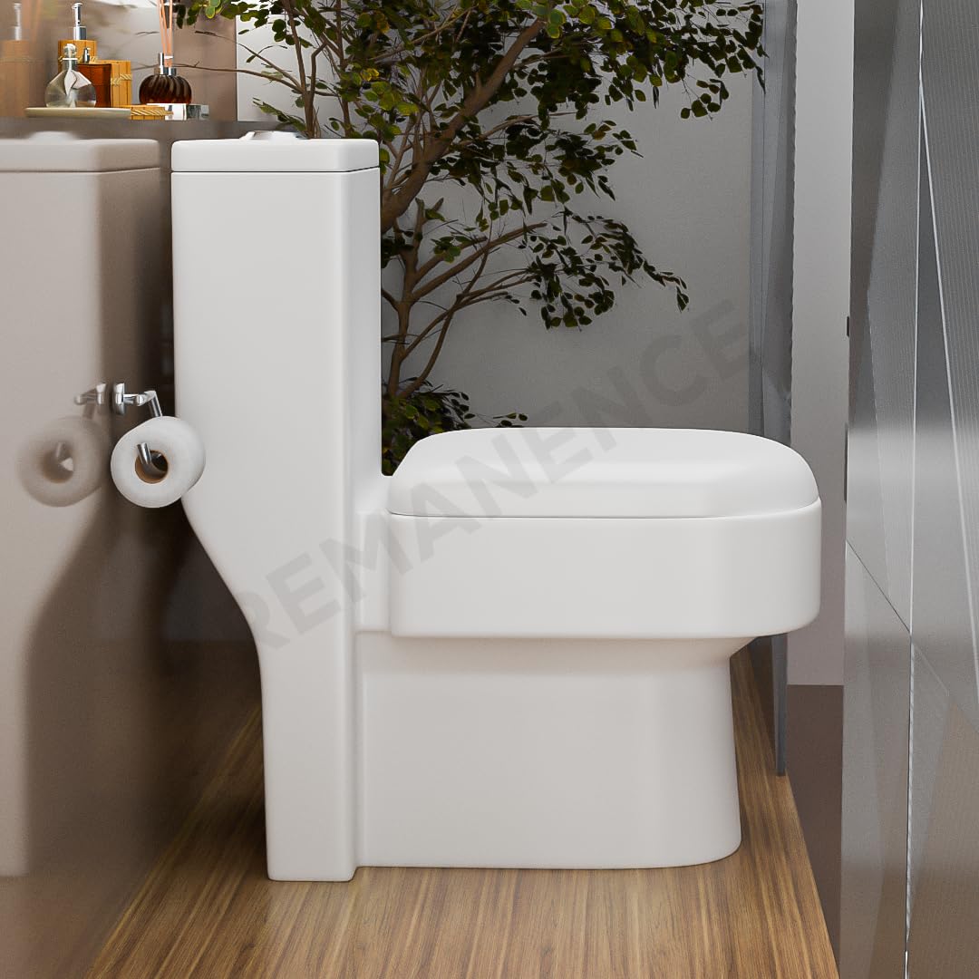 REMANENCE Floor Mounted One-Piece Western Toilet Commode with Soft Close Seat For Bathroom (64.5 x 36 x 74.5 Centimeters) (White)