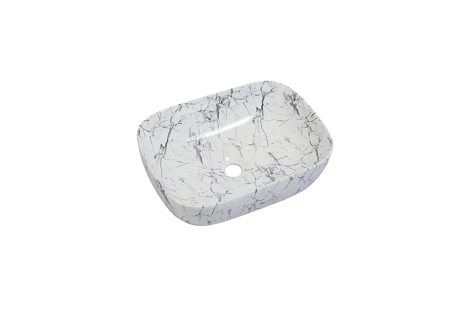 REMANENCE Designer Premium Table Top Wash Basin for Designer Showrooms, Fine-Dining Establishments, Upscale Hospitality Venues (18 x 13 x 5.5 Inch) (White-Black)