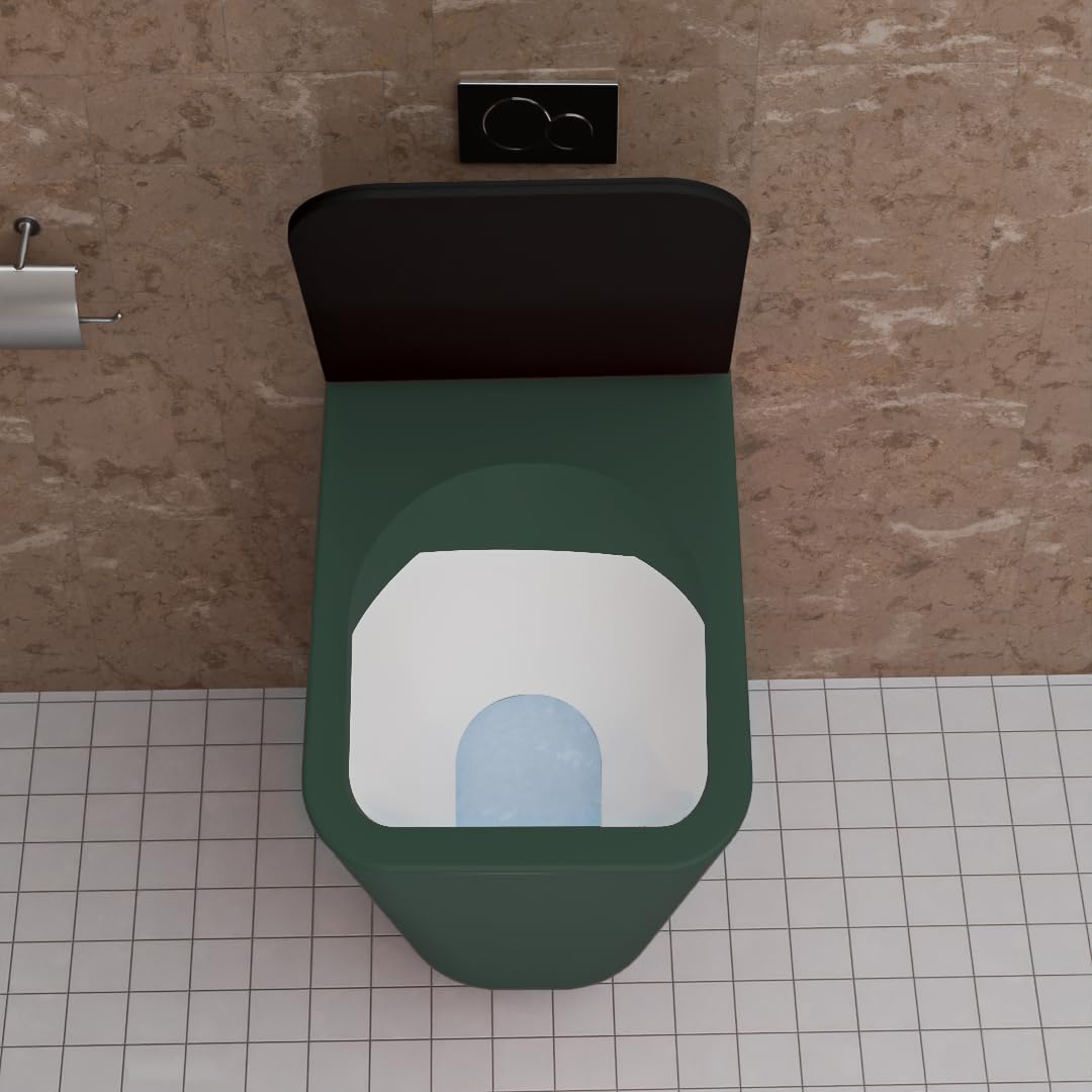 REMANENCE-EUROPEAN Style Ceramic Wall Mount Commode for Bathrooms with Soft Close Seat Cover (Green)