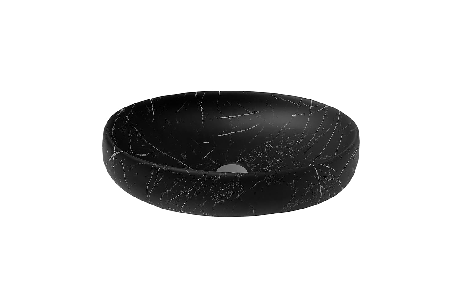 REMANENCE Ceramic Countertop Wash Basin for Designer Bathroom, Boutique Hotels, Luxury Homes (24 x 15 x 6 Inch) (Matte Black N White Strip)