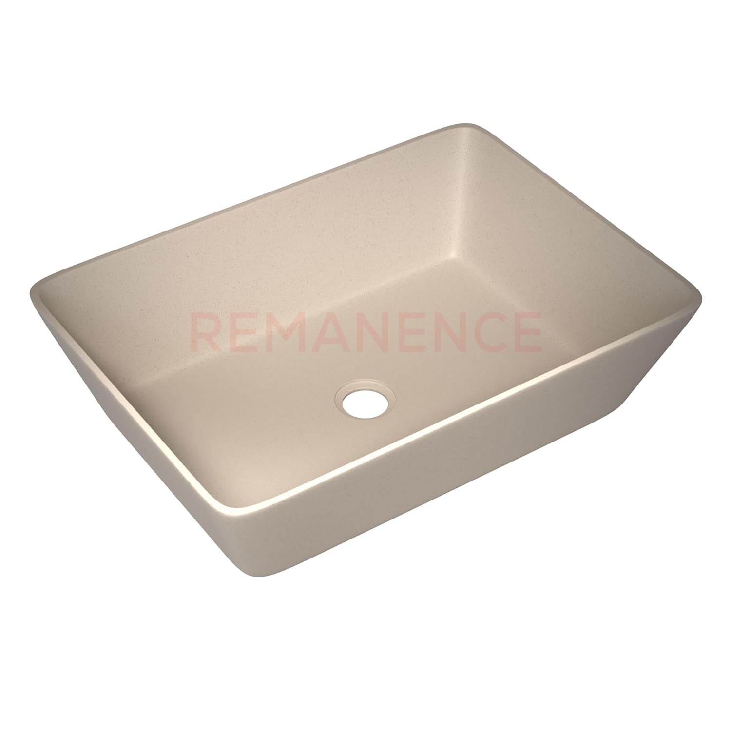 REMANENCE Granite Quartz Countertop Wash Basin (18 X 13 X 5.5 Inch) (Matte Ivory)