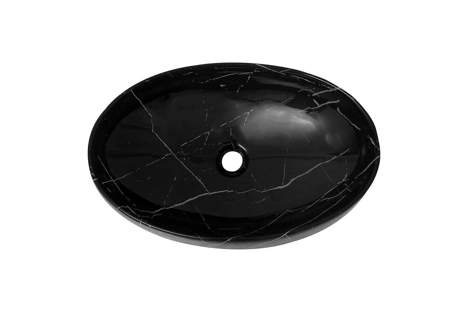 REMANENCE Ceramic Countertop Wash Basin for Designer Bathroom, Boutique Hotels, Luxury Homes (24 x 15 x 6 Inch) (Glossy Black N White Strip)