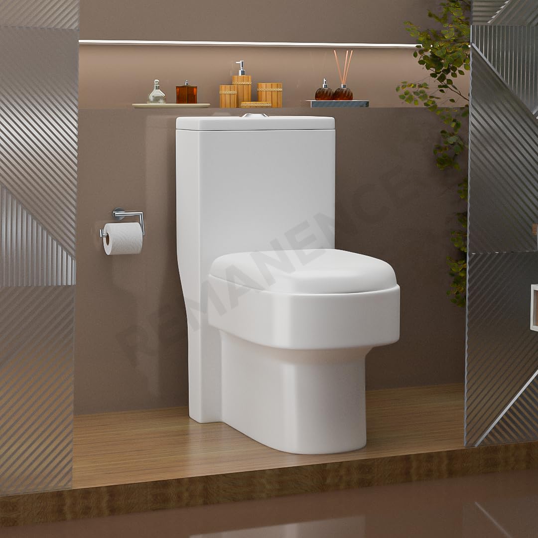REMANENCE Floor Mounted One-Piece Western Toilet Commode with Soft Close Seat For Bathroom (64.5 x 36 x 74.5 Centimeters) (White)