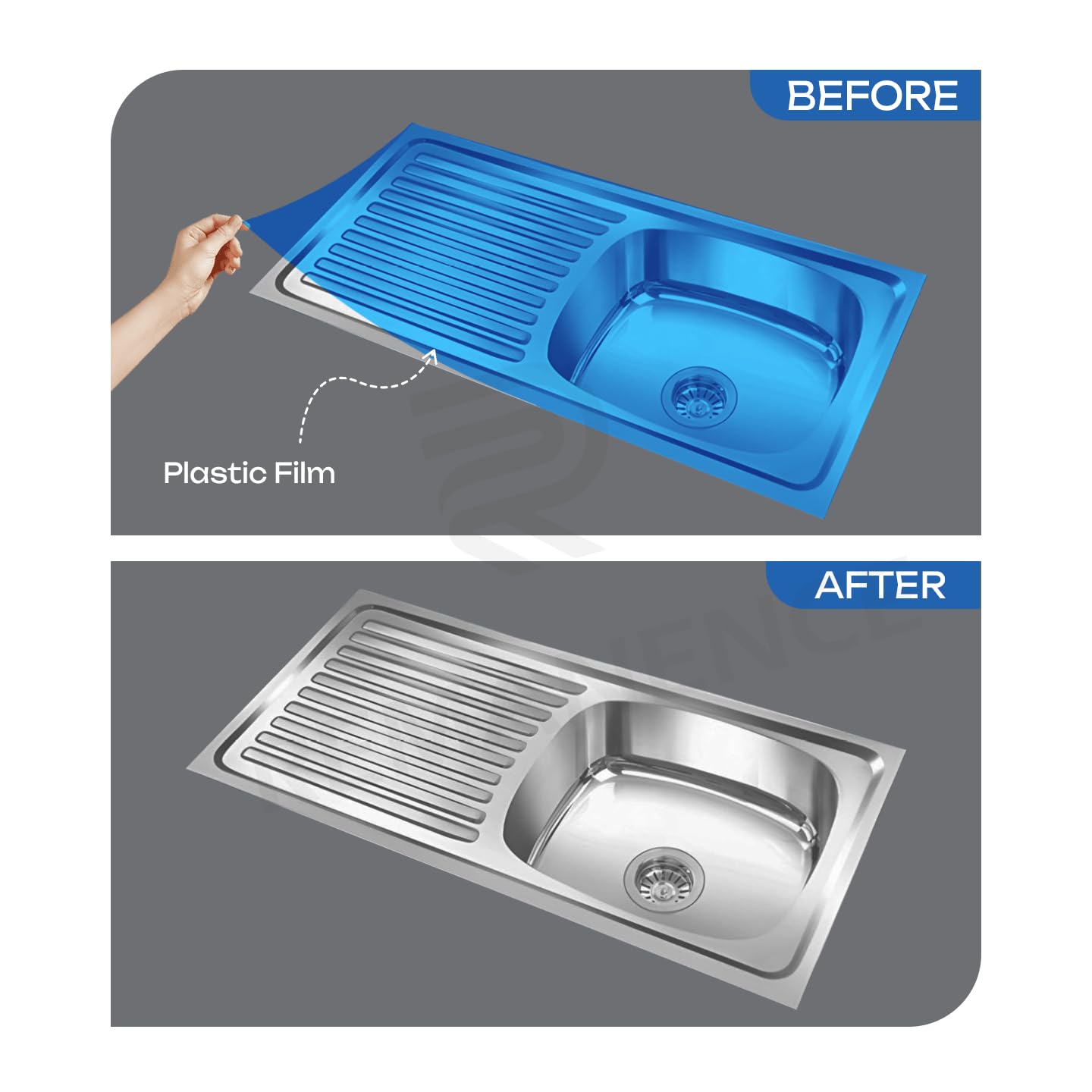 REMANENCE 304 Grade Stainless Steel Single Bowl Kitchen Sink with Integrated Drain Board (37 x 18 x 8 Inch) (Glossy)