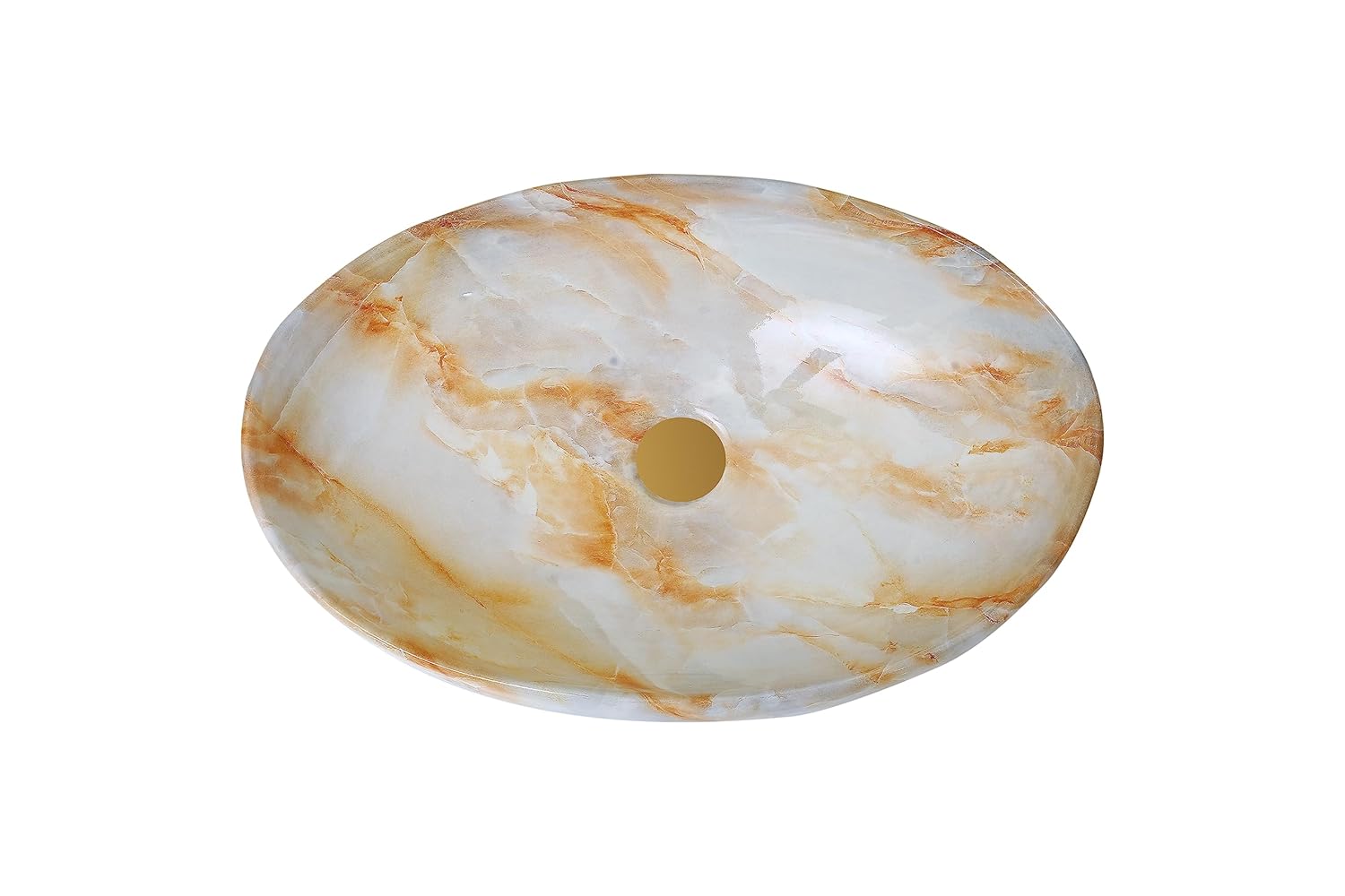 REMANENCE Ceramic Countertop Wash Basin for Designer Bathroom, Boutique Hotels, Luxury Homes (24 x 15 x 6 Inch) (Orange)