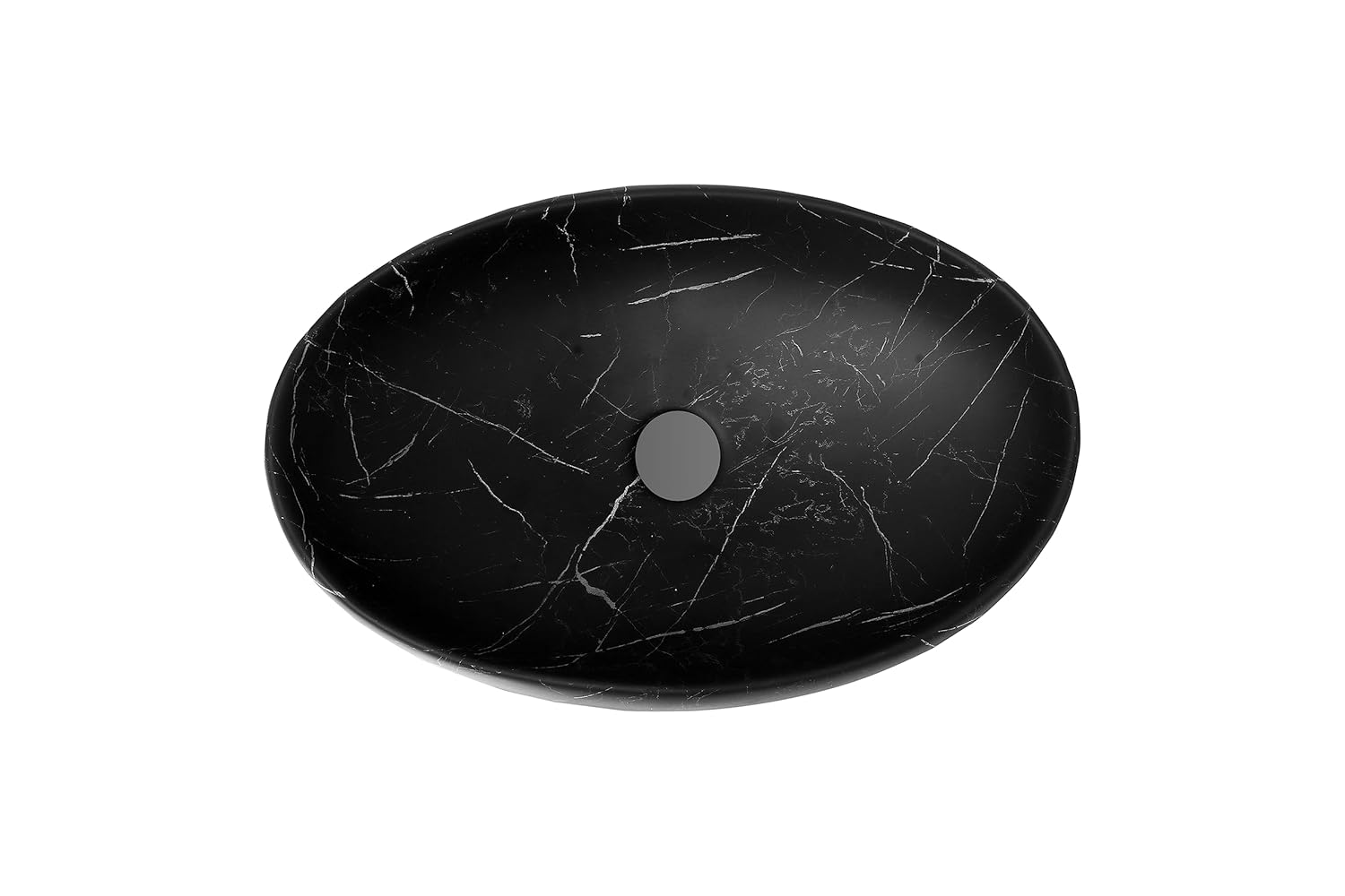 REMANENCE Ceramic Countertop Wash Basin for Designer Bathroom, Boutique Hotels, Luxury Homes (24 x 15 x 6 Inch) (Matte Black N White Strip)