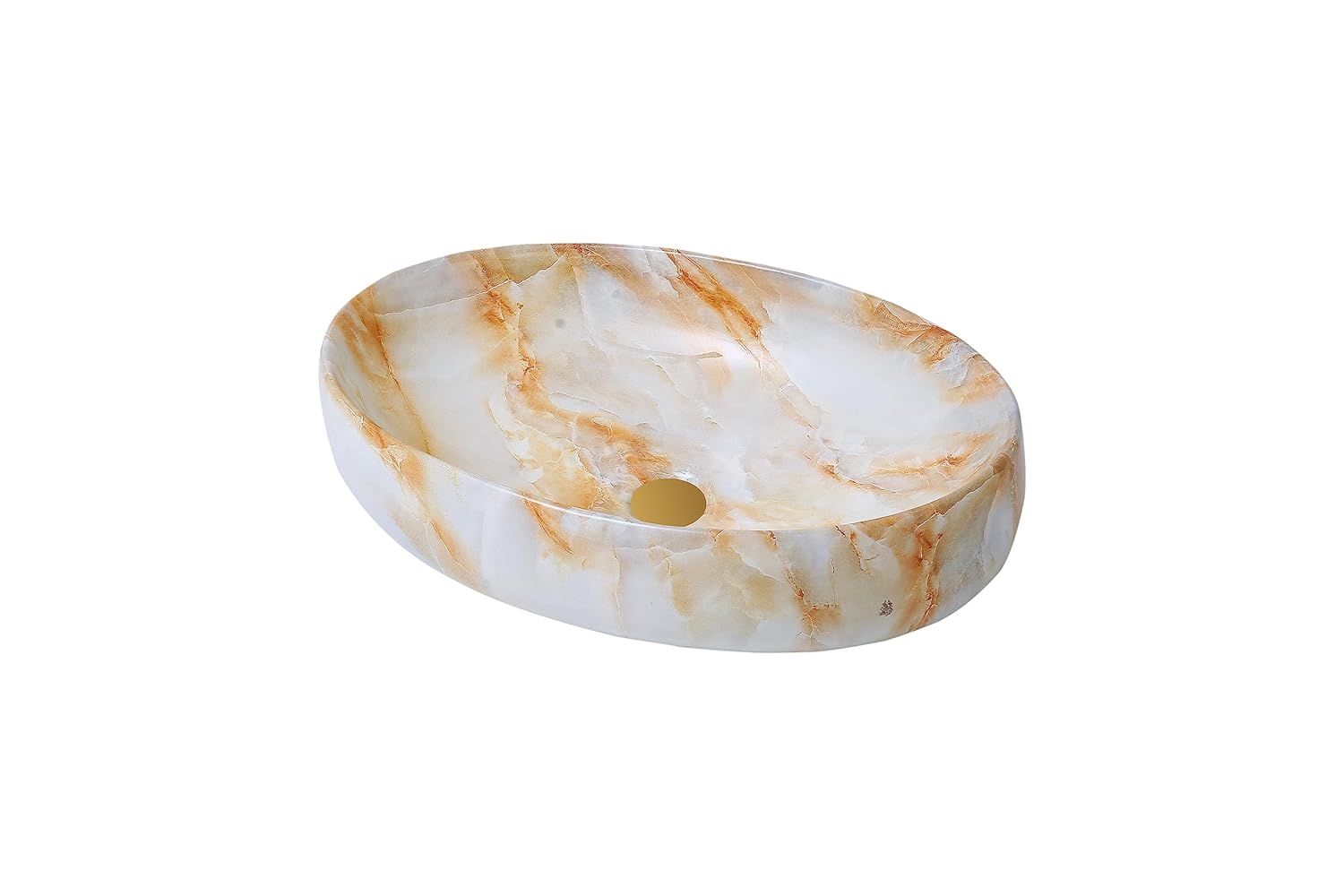 REMANENCE Ceramic Countertop Wash Basin for Designer Bathroom, Boutique Hotels, Luxury Homes (24 x 15 x 6 Inch) (Orange)