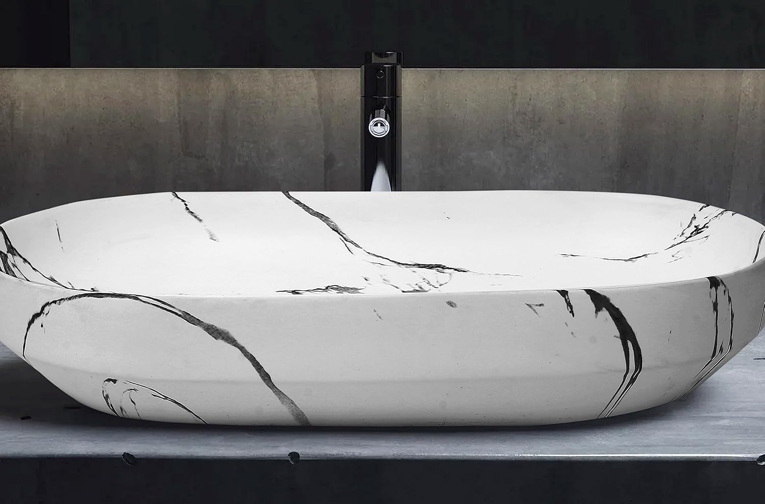 REMANENCE Premium Designer Countertop Wash Basin for Premium Restaurants & Cafés, Luxury Bathrooms, Boutique Hotels & Resorts (28 x 14 x 5.5 Inch) (White)