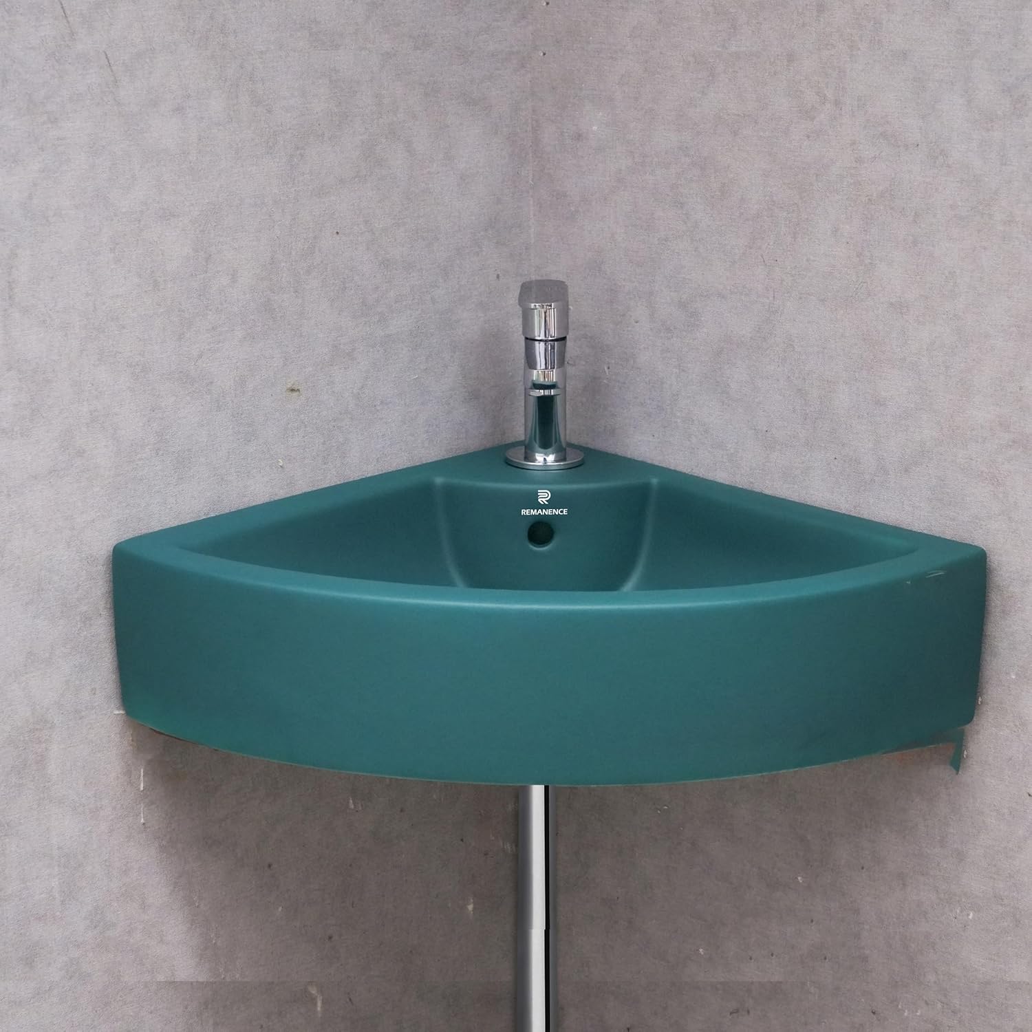 REMANENCE Ceramic Wall Mounted Corner Wash Basin (20.4 x 15 x 6 Inch)