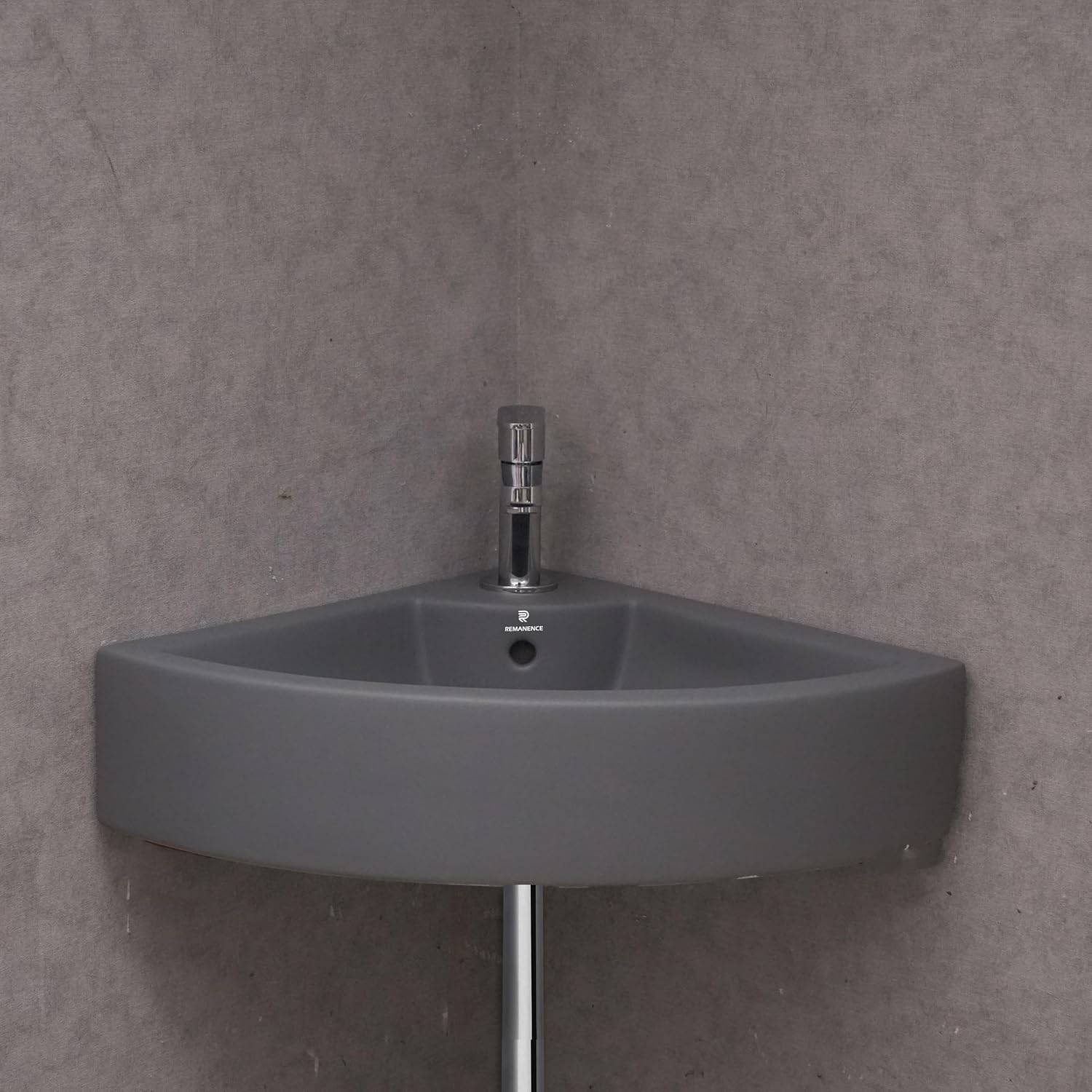 REMANENCE Ceramic Wall Mounted Corner Wash Basin (20.4 x 15 x 6 Inch)