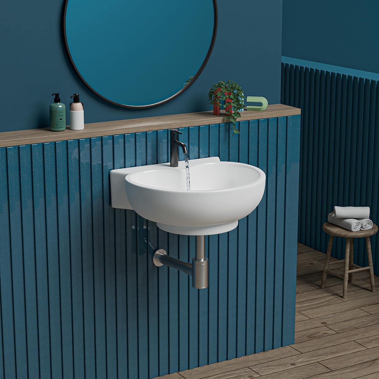 REMANENCE-HEART Ceramic Wall Mounted Wash Basin for Compact Bathrooms, Restaurants & Cafés, Office Washrooms (16 x 15 x 5 Inch) (White)