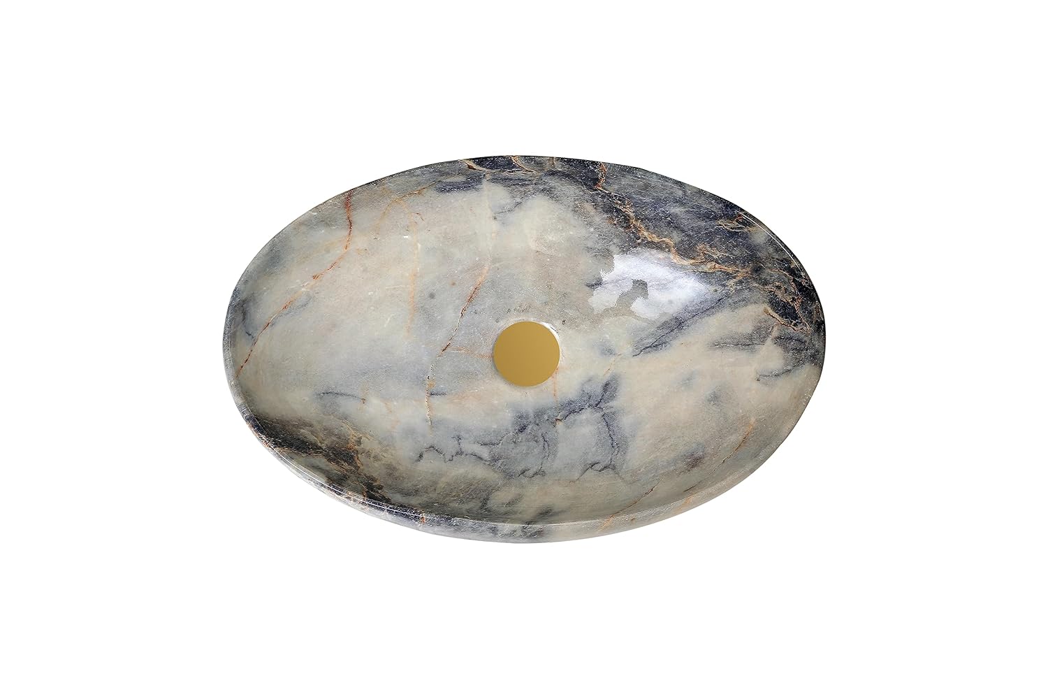 REMANENCE Ceramic Countertop Wash Basin for Designer Bathroom, Boutique Hotels, Luxury Homes (24 x 15 x 6 Inch) (Marble Beige)