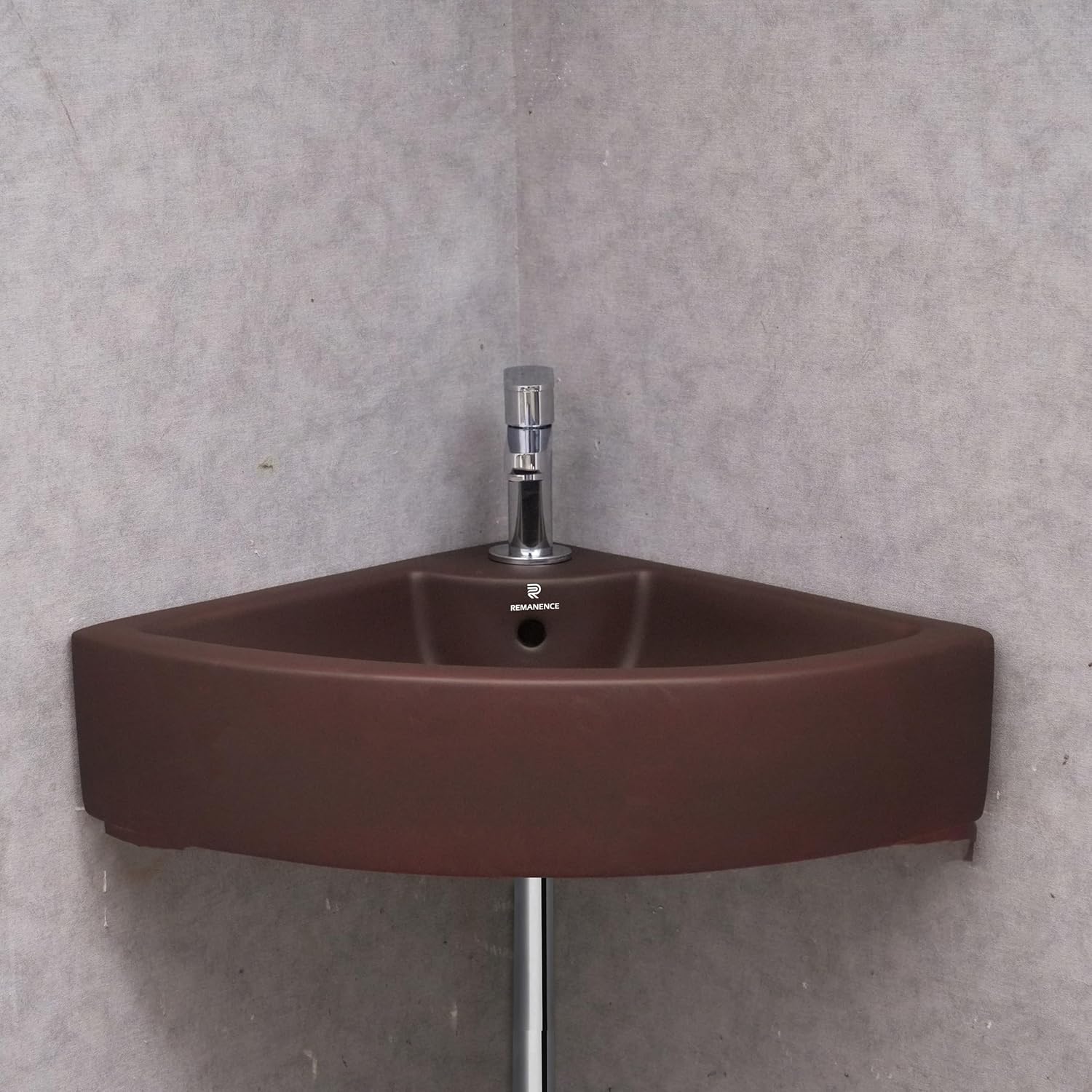 REMANENCE Ceramic Wall Mounted Corner Wash Basin (20.4 x 15 x 6 Inch)