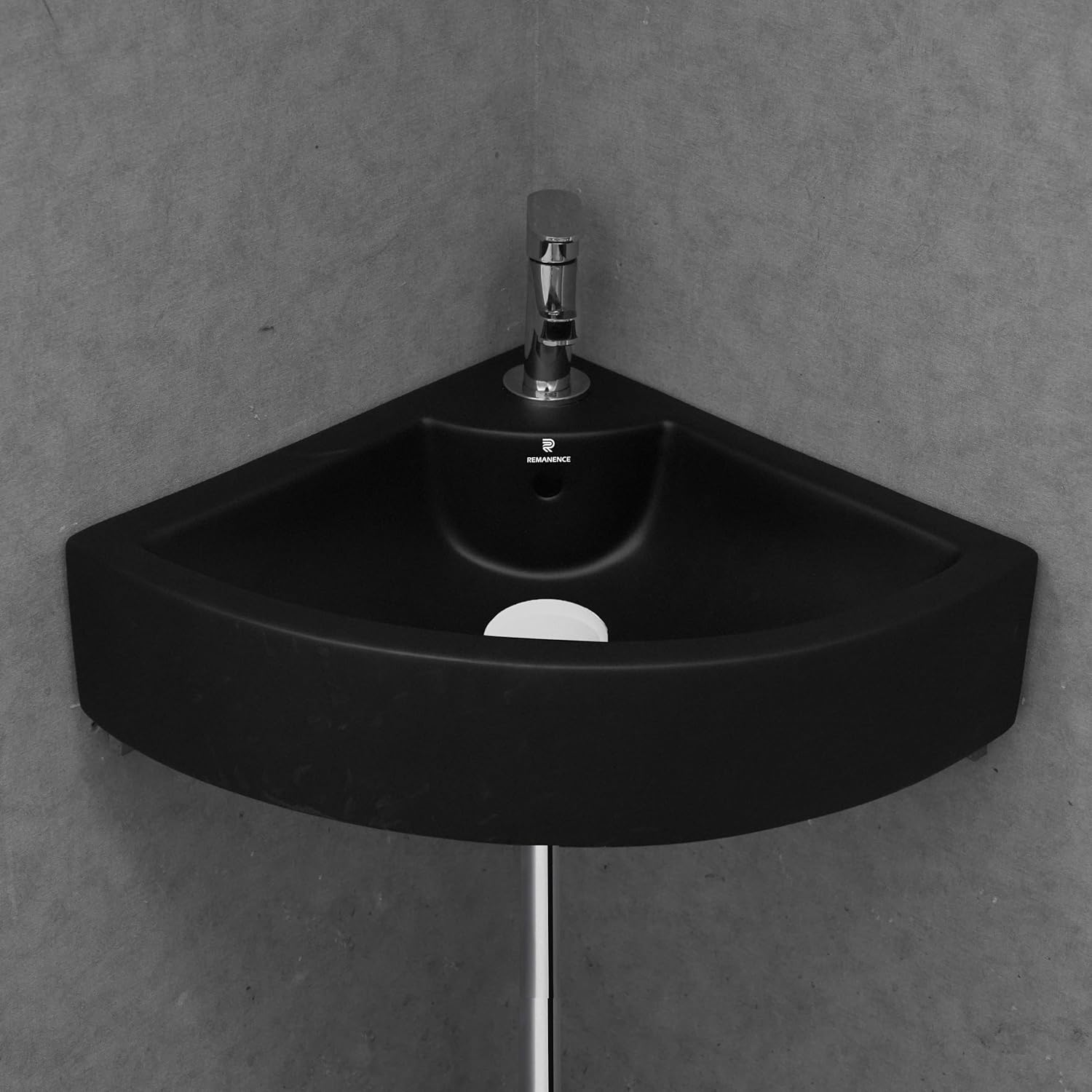 REMANENCE Ceramic Wall Mounted Corner Wash Basin (20.4 x 15 x 6 Inch)