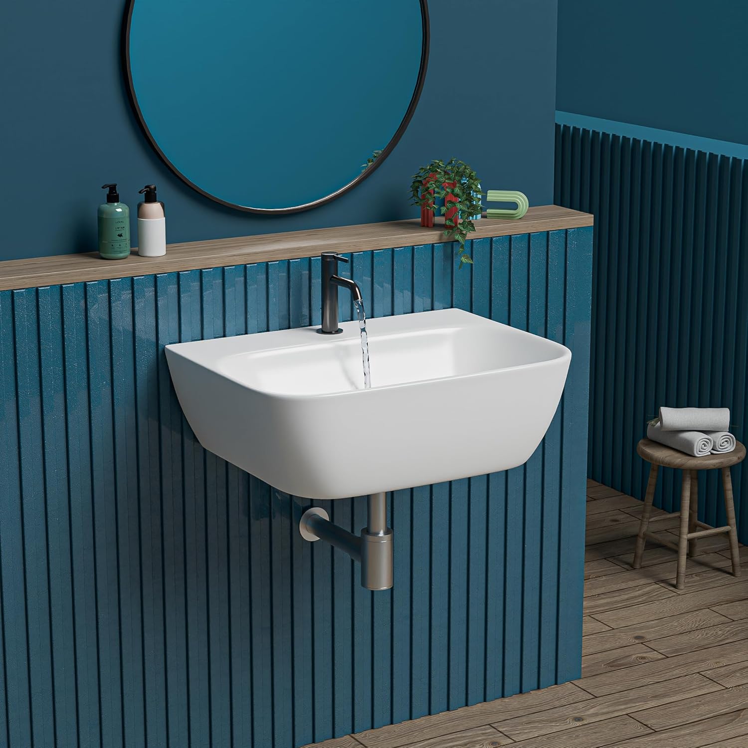 REMANENCE-ORACLE Wall Mounted Wash Basin for Small Bathrooms & Powder Rooms (17.5 x 12 x 5 Inch)