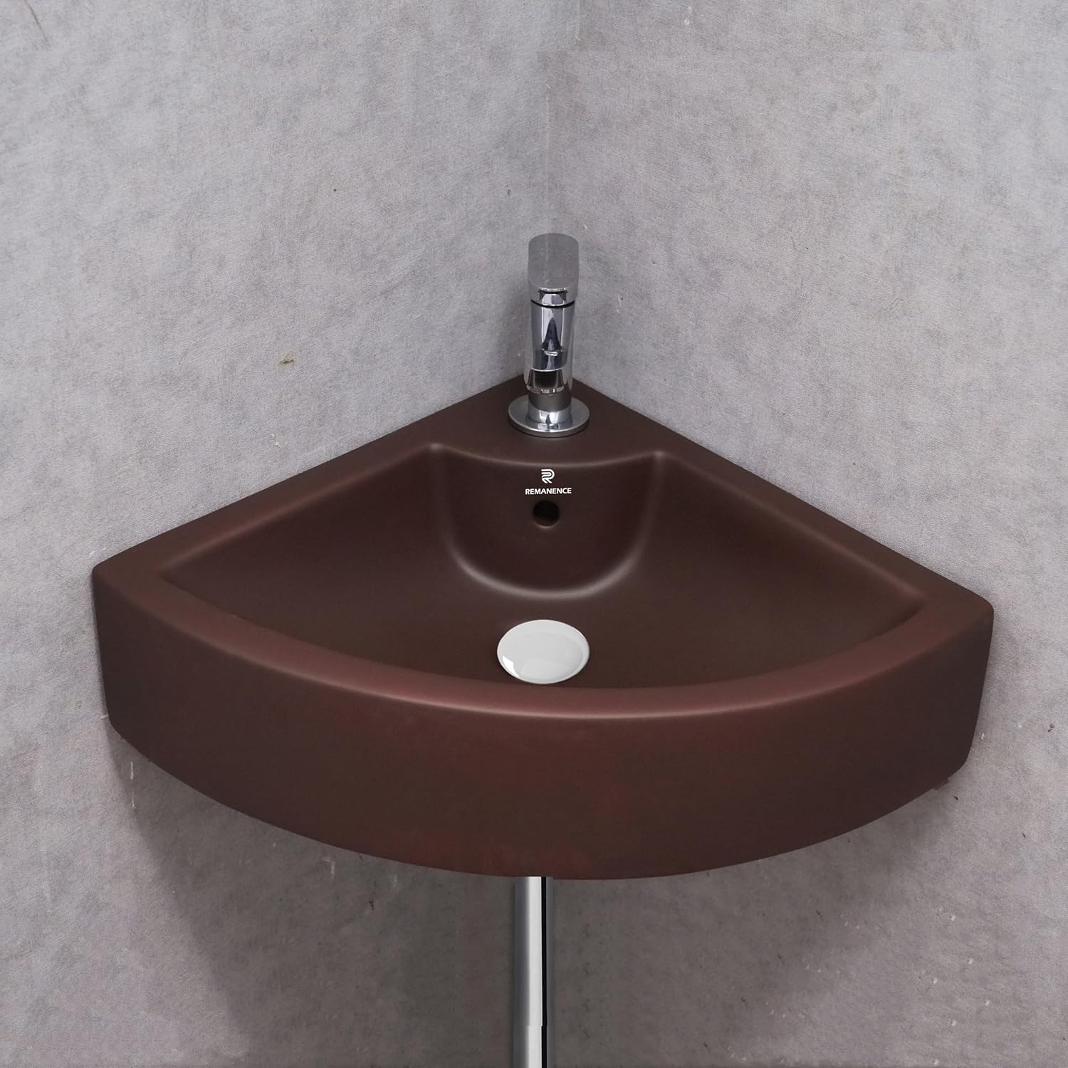 REMANENCE Ceramic Wall Mounted Corner Wash Basin (20.4 x 15 x 6 Inch)