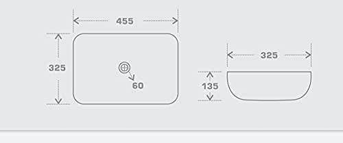 REMANENCE Premium Tabletop Wash Basin for Luxury Bathroom, Gourmet Restaurants, Designer Showrooms (18 x 13 x 5.5 Inch) (White Golden Wash Basin-Glossy Finish)