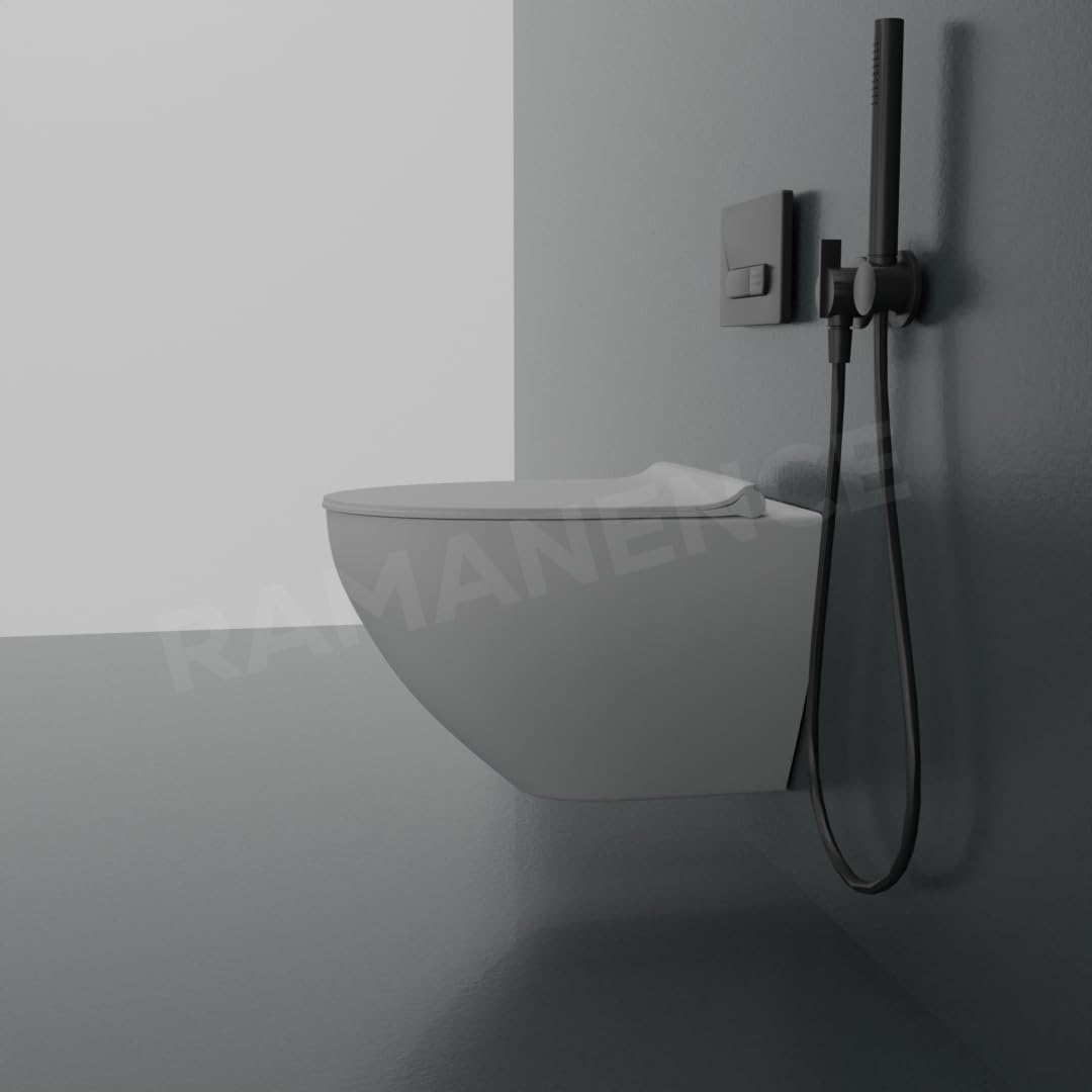 REMANENCE-GRAFITI Ceramic Wall Mount/Wall Hung Western Toilet Commode for Bathrooms With Soft Close Seat Cover