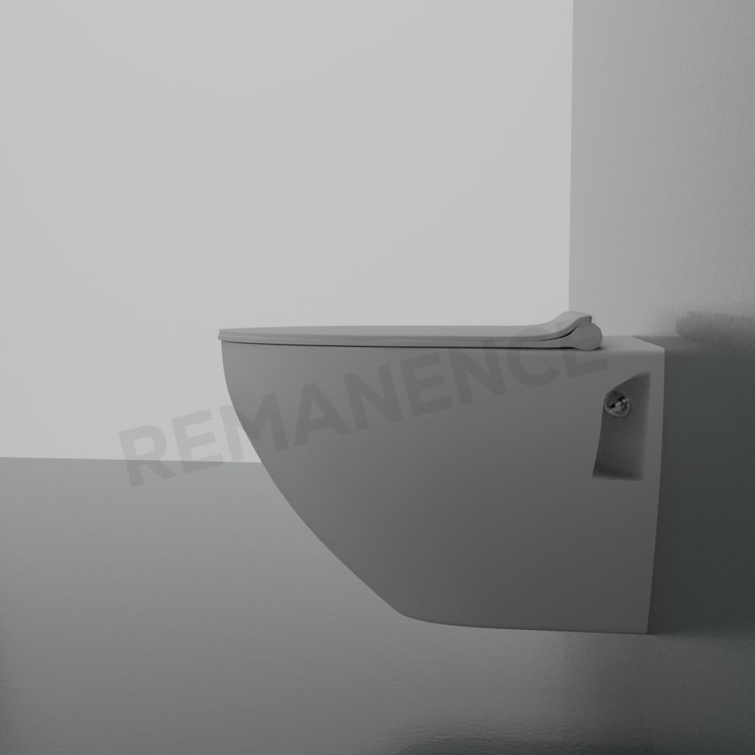 REMANENCE-CARDIFF Wall Mount Commode for Home, Restaurant, Commercial Buildings with Soft Close Seat Cover (White)