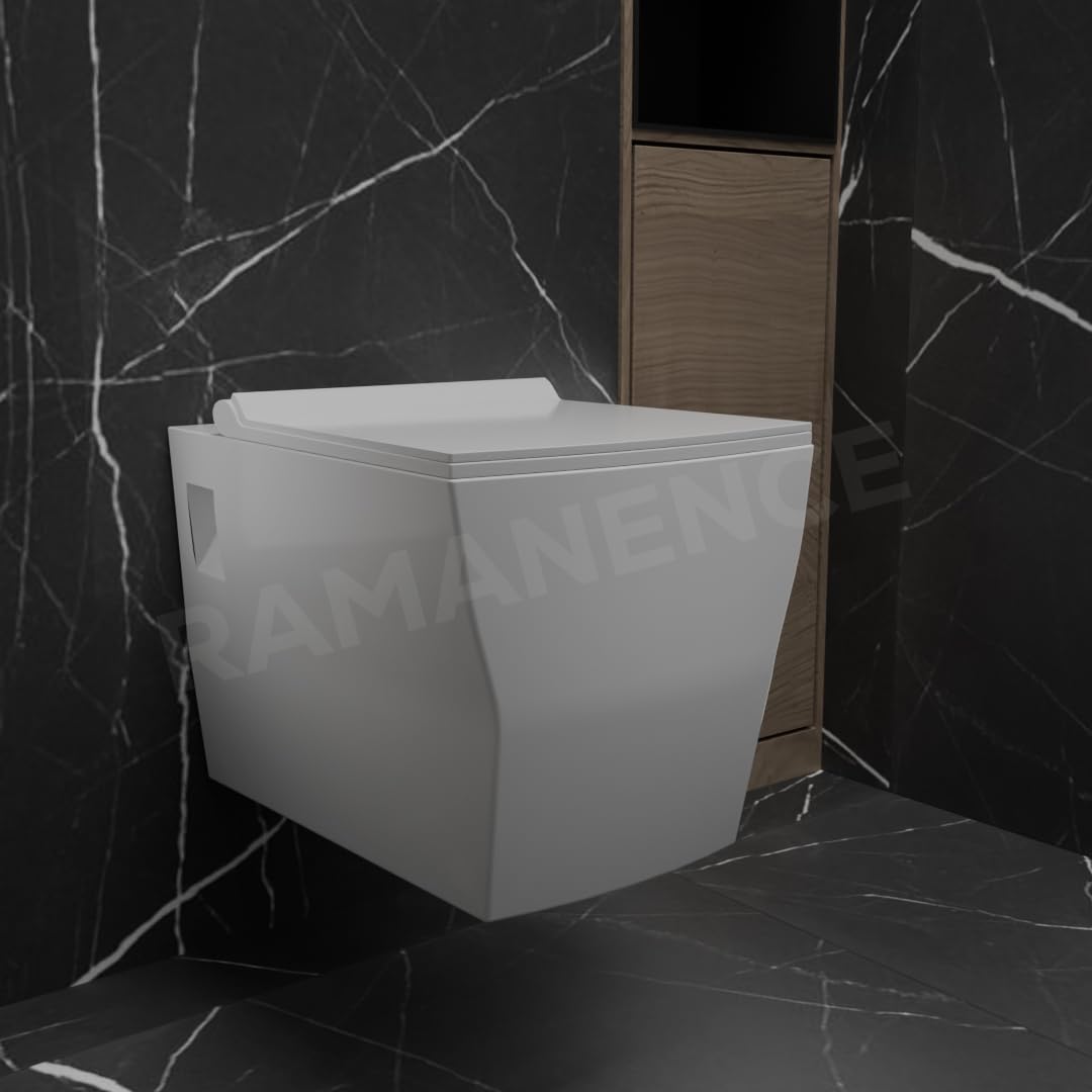 REMANENCE-LINEAS Ceramic Wall Mount/Wall Hung Western Toilet Commode f ...