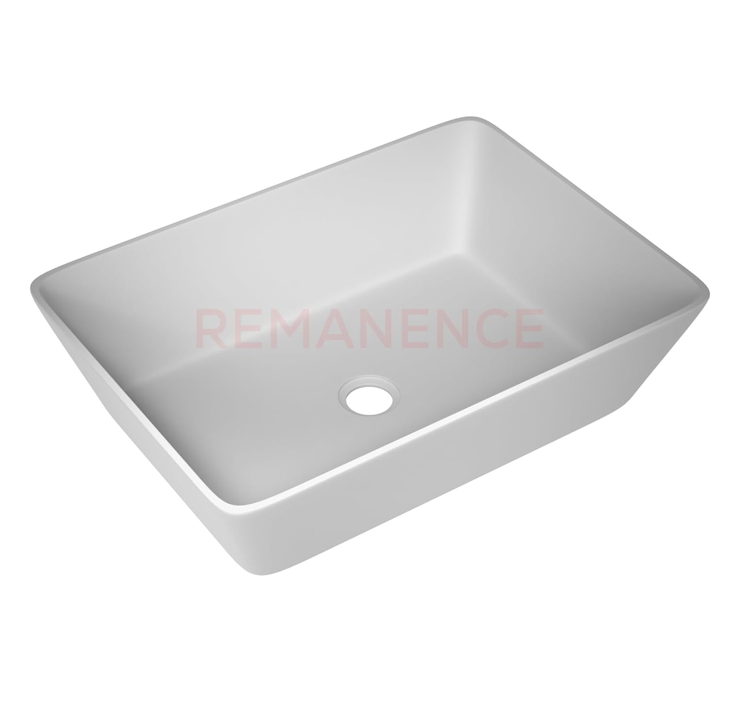 REMANENCE Granite Quartz Countertop Wash Basin (18 X 13 X 5.5 Inch) (Matte White)