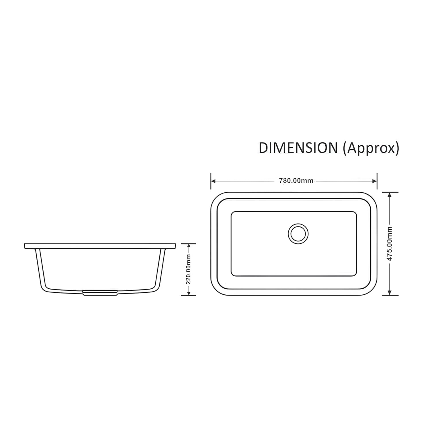 REMANENCE Granite Quartz Single Bowl Matte Finish Kitchen Sink With Drainer Basket (31 x 19 x 9 Inch) (Black)