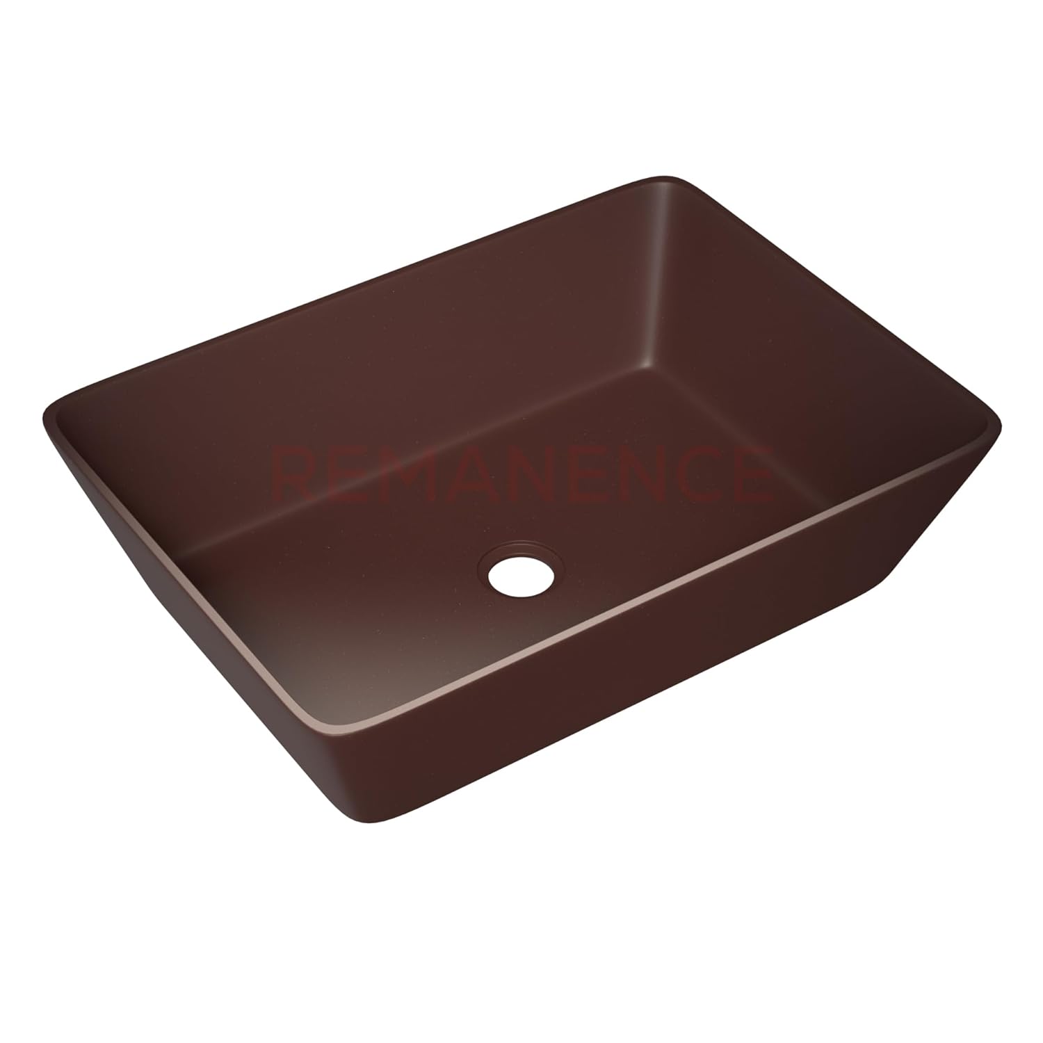 REMANENCE Granite Quartz Countertop Wash Basin (18 X 13 X 5.5 Inch) (Matte Brown)