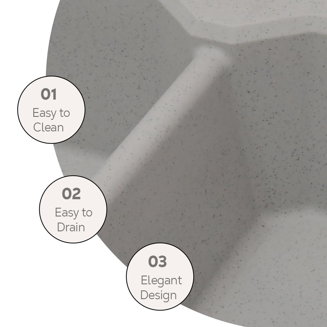 REMANENCE Granite Quartz Double Bowl Kitchen Sink With Drain Board (45 x 20 x 9 Inch) (Grey Sand)