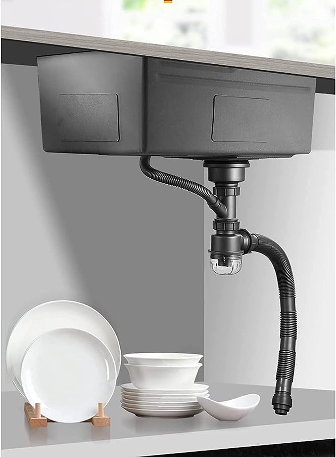 REMANENCE Modular Waterfall Kitchen Sink with Anti Scratch Honeycomb Design, Integrated and Pull-Down Faucet Set/304 Grade Stainless Steel Sink with Cup washer and Drain Baskets (30 x 18 x 9 inch)