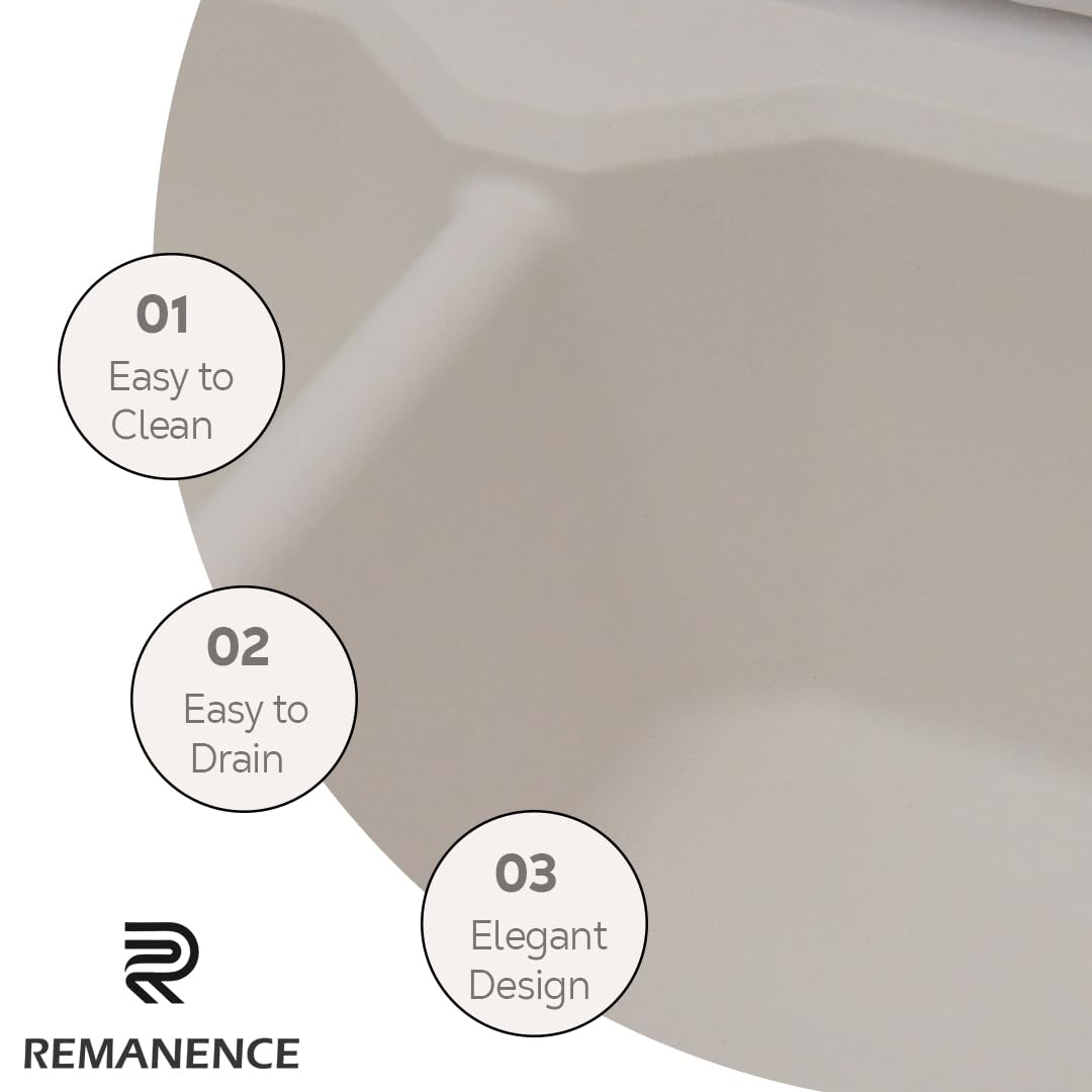 REMANENCE Granite Quartz Double Bowl Kitchen Sink With Drain Board (45 x 20 x 9 Inch) (White)