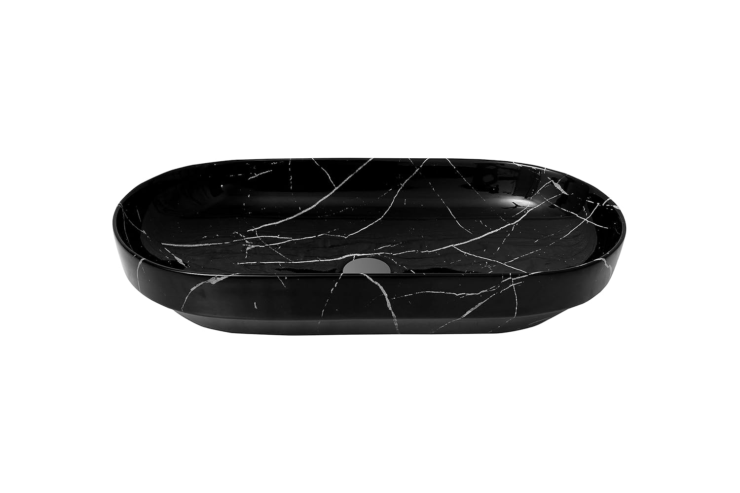 REMANENCE Premium Designer Countertop Wash Basin for Premium Restaurants & Cafés, Luxury Bathrooms, Boutique Hotels & Resorts (28 x 14 x 5.5 Inch) (Black White)