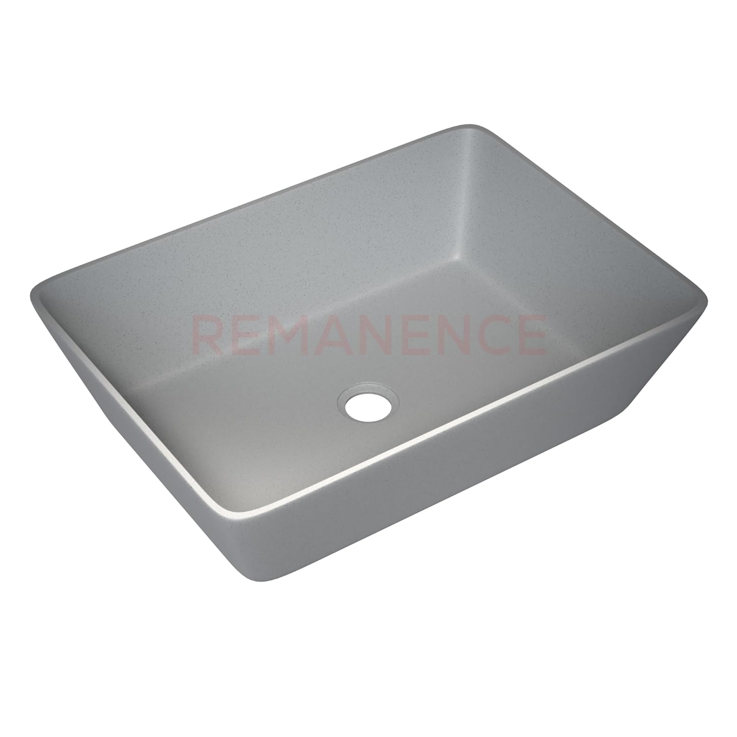 REMANENCE Granite Quartz Countertop Wash Basin (18 X 13 X 5.5 Inch) (Matte Grey Stone)
