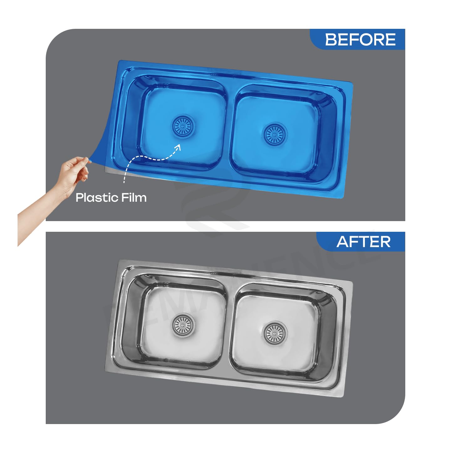 REMANENCE 304 Grade Stainless Steel Double Bowl Kitchen Sink (37 x 18 x 8 Inch) (Glossy)