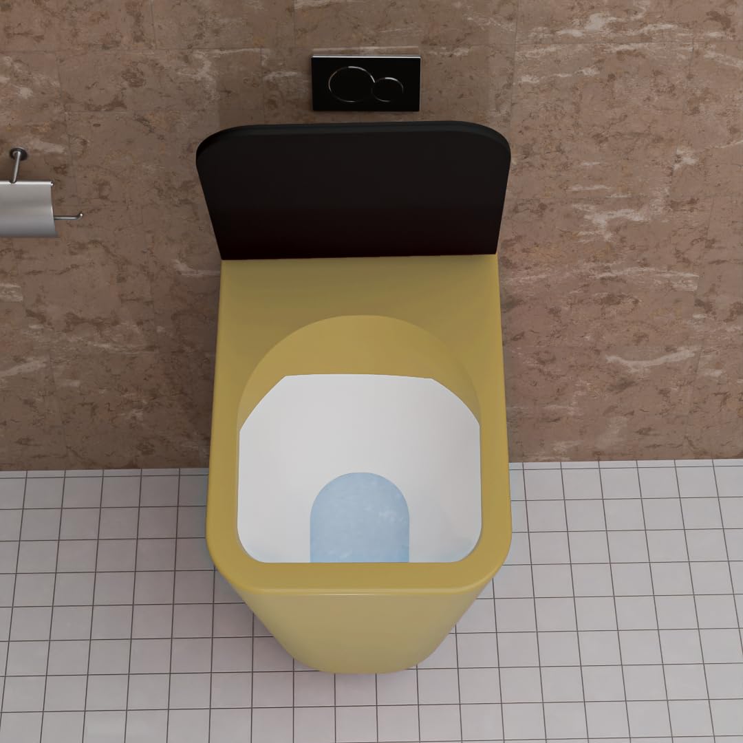 REMANENCE-EUROPEAN Style Ceramic Wall Mount Commode for Bathrooms with Soft Close Seat Cover (Light Yellow)