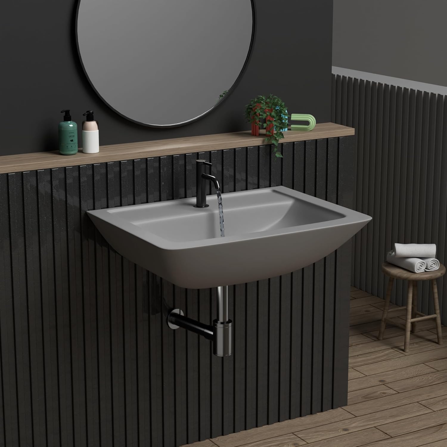 REMANENCE-SUNNY Ceramic Wall Mounted Corner Wash Basin (16 x 15 x 6 Inch)