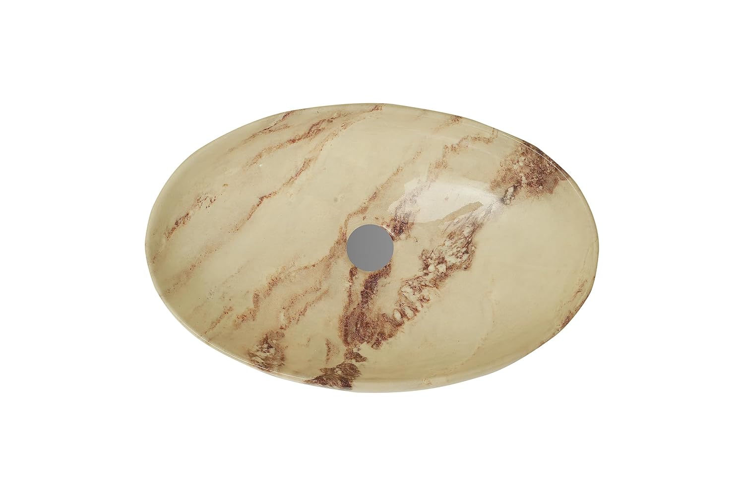 REMANENCE Ceramic Countertop Wash Basin for Designer Bathroom, Boutique Hotels, Luxury Homes (24 x 15 x 6 Inch) (Beige)