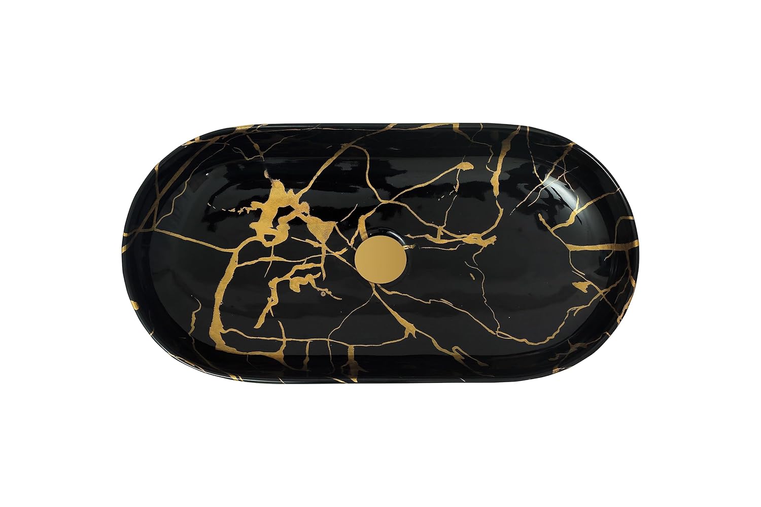 REMANENCE Premium Designer Countertop Wash Basin for Premium Restaurants & Cafés, Luxury Bathrooms, Boutique Hotels & Resorts (28 x 14 x 5.5 Inch) (Black Gold)